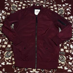 Hollister Men's Deep Burgundy Bomber Jacket